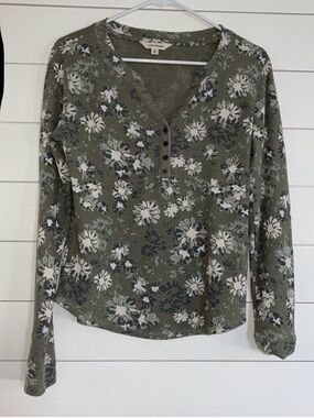 Lucky Brand Floral Henley Long-Sleeve Top